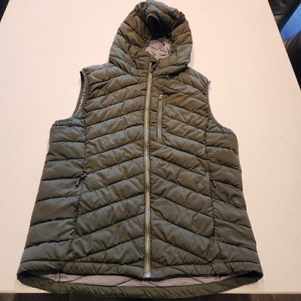 Men's Olive Green Quilted Hooded Puffer Vest